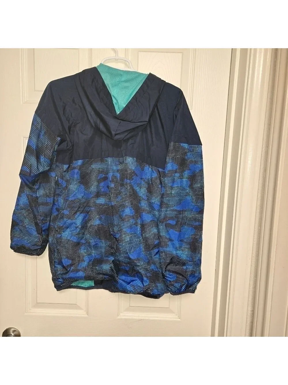 GAP GapFit Boys XXL 14/16 Blue Camo Hooded Windbreaker Jacket